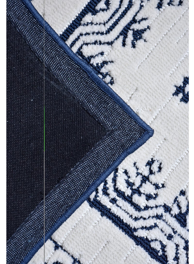 FLORA-Ivory-Blue-190x290cm anti skid rug - Image 4