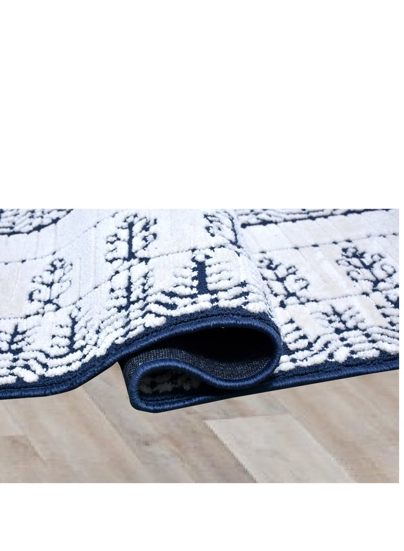 FLORA-Ivory-Blue-190x290cm anti skid rug - Image 5