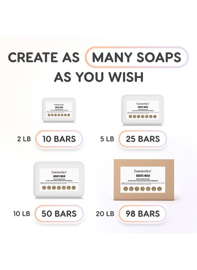 Essencetics - 10LB - Goats Milk Soap Base Bulk - SLS Free, No Palm Oil – All Natural, Easy DIY Soap Making for Personal and Professional Use – Create Luxurious, Moisturizing Handmade Soaps - Image 1