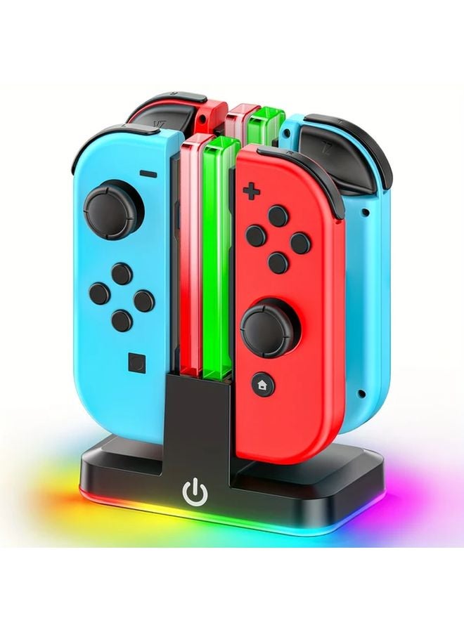 حوض شحن جهاز تحكم نينتندو سويتش مع ضوء RGB و9 أوضاع يشحن 4 أجهزة تحكم في وقت واحد - Image 1