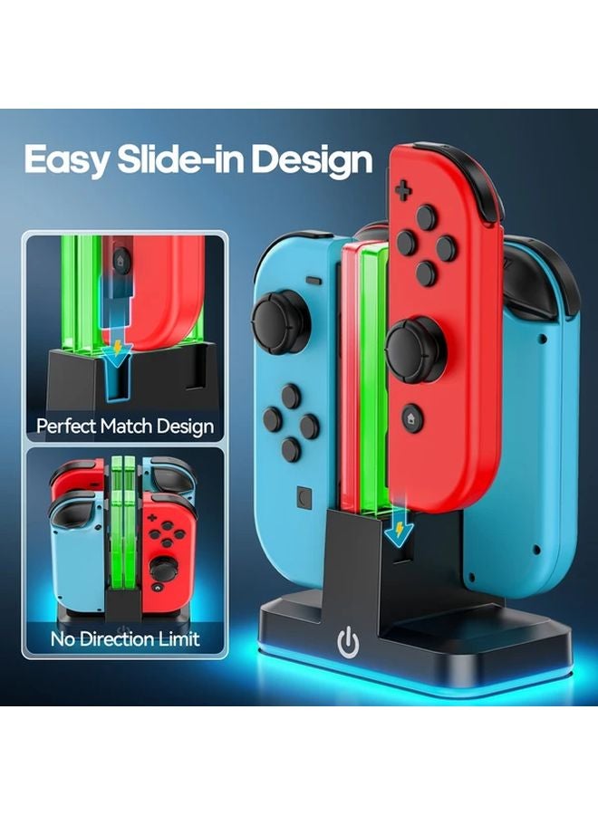 حوض شحن جهاز تحكم نينتندو سويتش مع ضوء RGB و9 أوضاع يشحن 4 أجهزة تحكم في وقت واحد - Image 3