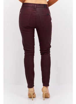 7 FOR ALL MANKIND Women Super Skinny Fit Solid Stretchable Pants, Maroon  - Image 3
