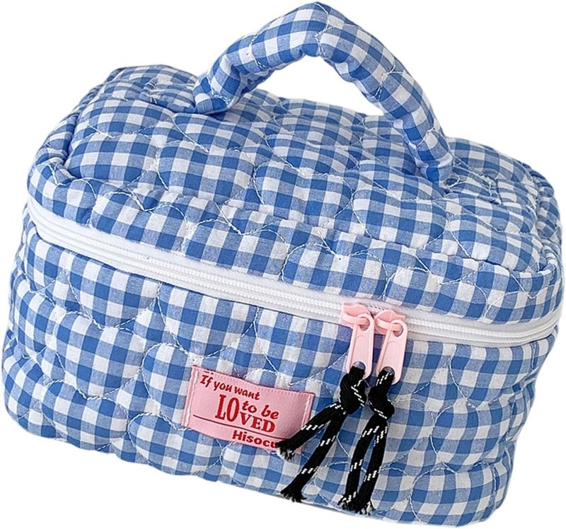 Toiletry Bag Large Wash Multifunctional Makeup Pouches Travel Organizers Cosmetic Bags with Handle for Women and Girls Plaids - Image 1