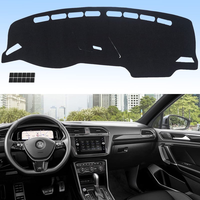 AUQDD Dashboard Cover Mat Fit for 2018 2019 2020 2021 2022 2023 VW Tiguan Black Flannel Dash Mat AntiGlare AntiReflection No Peculiar Smell  Fits Vehicle Without HUD Models
