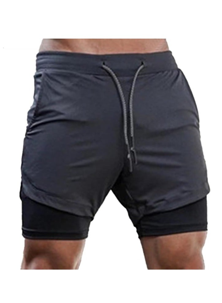 Hiras Men's 2-in-1 Gym Running Shorts with Pockets, Quick Dry Lightweight Athletic Workout Shorts, Loose Breathable Drawstring Training Sport Short Pants, XL Size - Image 3