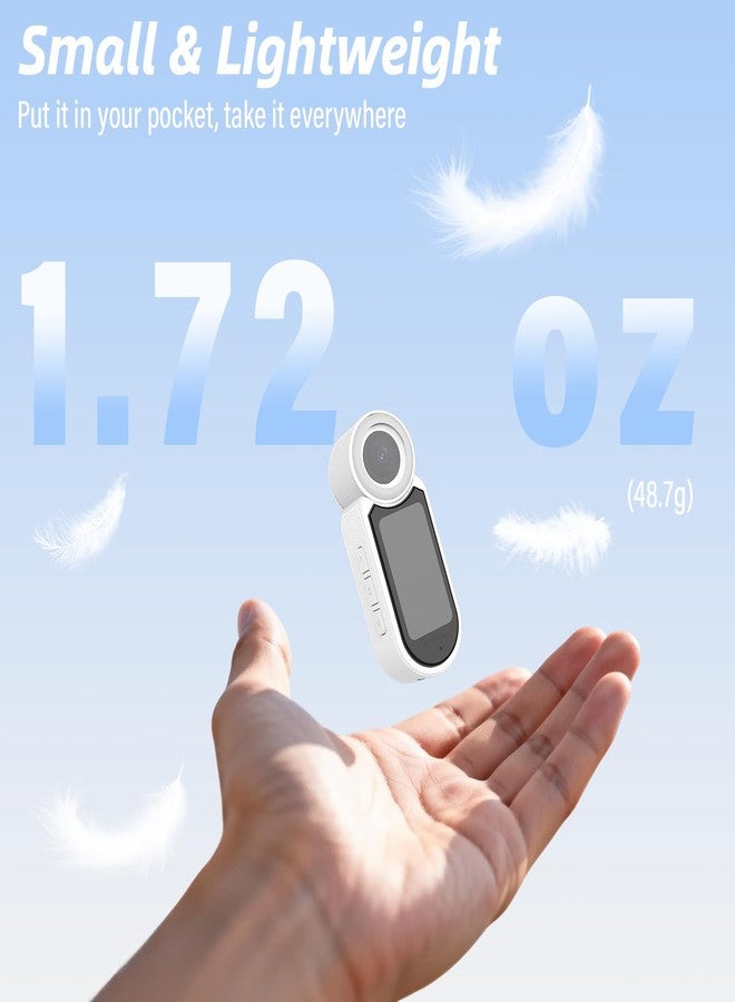 MINIBEAR 2.7K 64G Thumb Action Camera Mini Body Camera with Magnetic Lanyard for Hands-Free POV Vlogging Outdoor Sports Recording Video Camera for Cycling, Traveling, Running (White) - Image 3