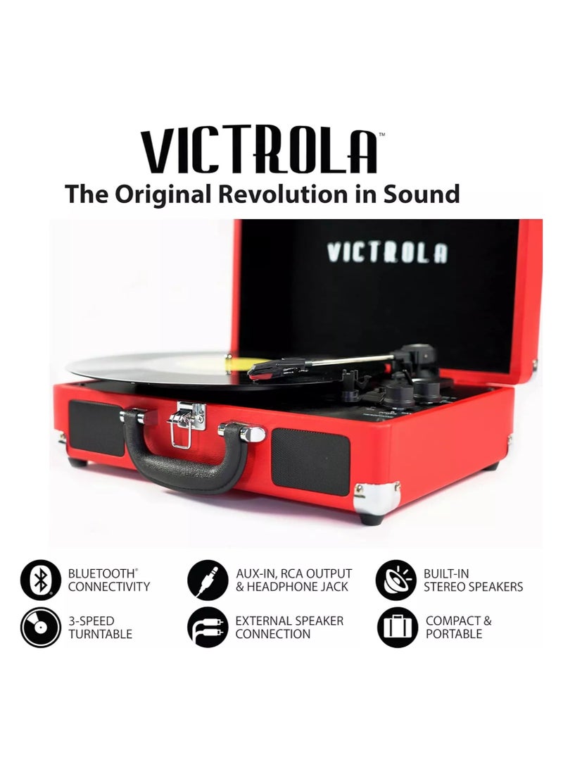VICTROLA Victrola Journey Vintage Bluetooth Suitcase Vinyl Record Player Portable 3-Speed LP Turntable with Built-in Stereo Speakers Aux-In RCA Out Elegant Color  - Image 2