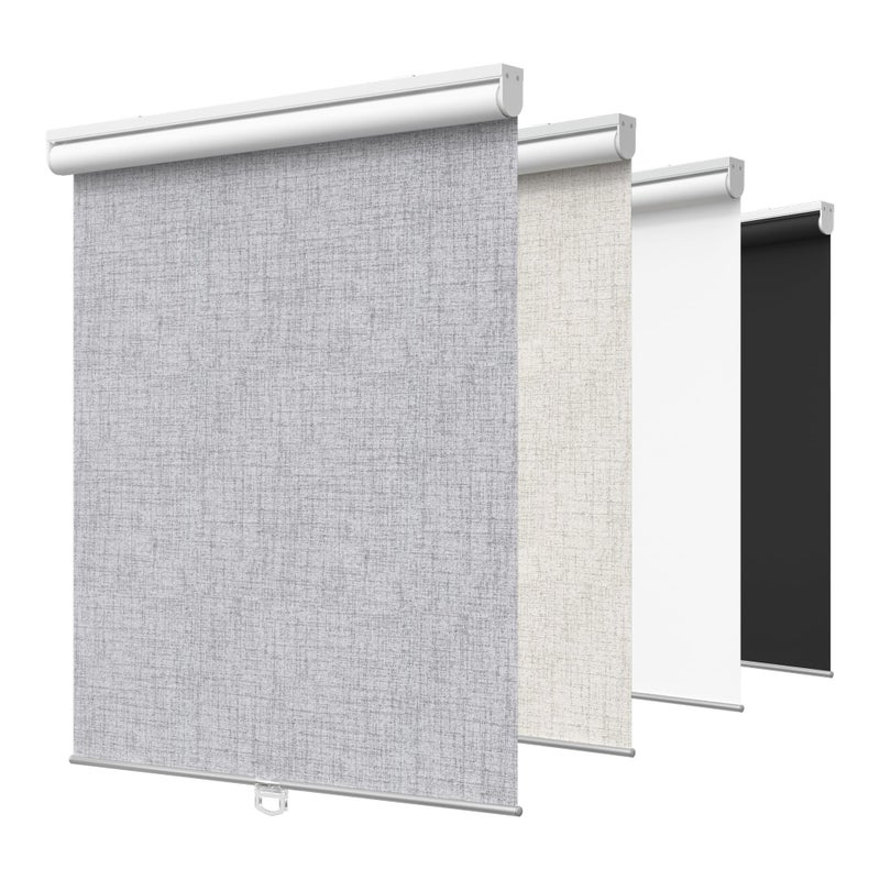 GENIMO 100% Blackout Roller Window Shades, Window Blinds Cordless with Thermal Insulated, UV Protection Fabric, Mini French Door Blinds for Home, Bedroom, Office, Grey, 10" W X 72" H - Image 1