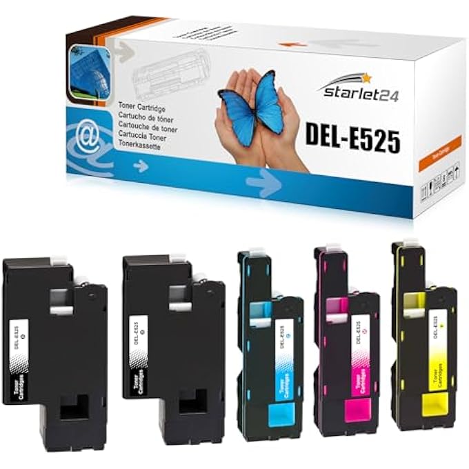 تونر 5X E525 E525W متوافق مع تونر DELL E525W أسود أزرق سماوي أرجواني أصفر ل 593-BBLN 593-BBLZ 593-BBLV 593-BBLL - Image 1