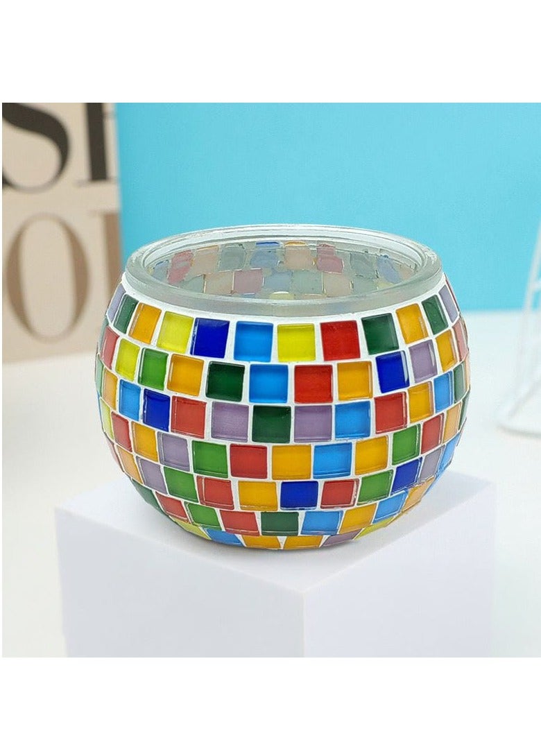 Home Smart Home Smart Mosaic Candle Holder Kit for Kids Mosaic Candle Holder set with a glass jar, Mosaic color cubes, digital candle light, glue, gap filler, bowl, spoon, disposable gloves, cleaning block, and manual Gift for your loved ones  - Image 5