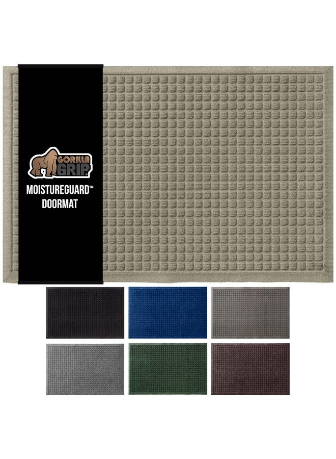 GORILLA GRIP Front Door Mat, Indoor Outdoor Ultra Absorbent Moisture Guard Doormat, Absorbs Up to 1.7 Cups of Water, Stain and Fade Resistant, Rubber Backing Doormats, Captures Dirt, 29x17 Beige - Image 1