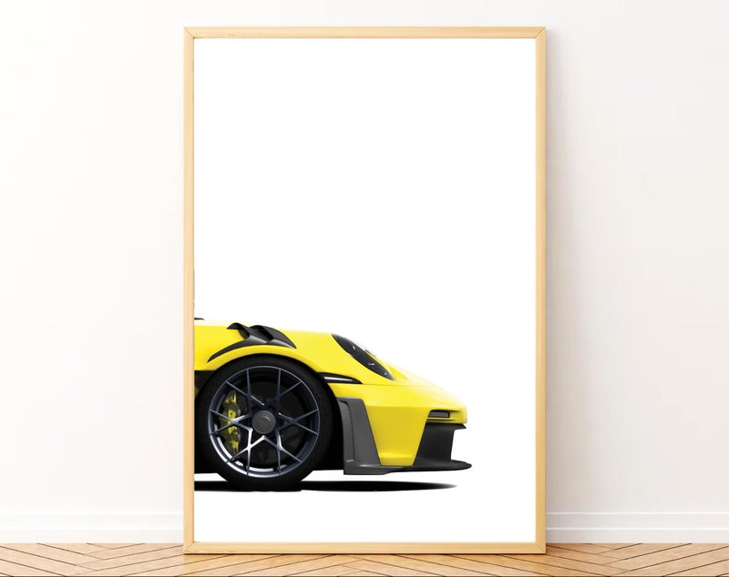 Gamya Big Porsche Cars Framed Posters For Wall Decoration, Bedroom, Living Room, Gift Item For Boys | Set of 3 (13x19 Inches) (GT3 RS Yellow Split) - Image 4