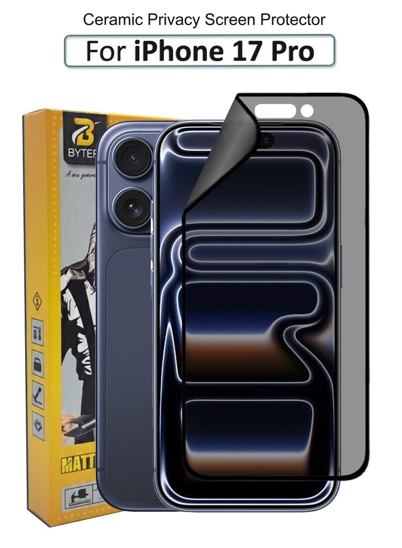 BYTER For Apple iPhone 17 Pro - Privacy Matte Ceramic Glass Screen Protector - Black - Image 1