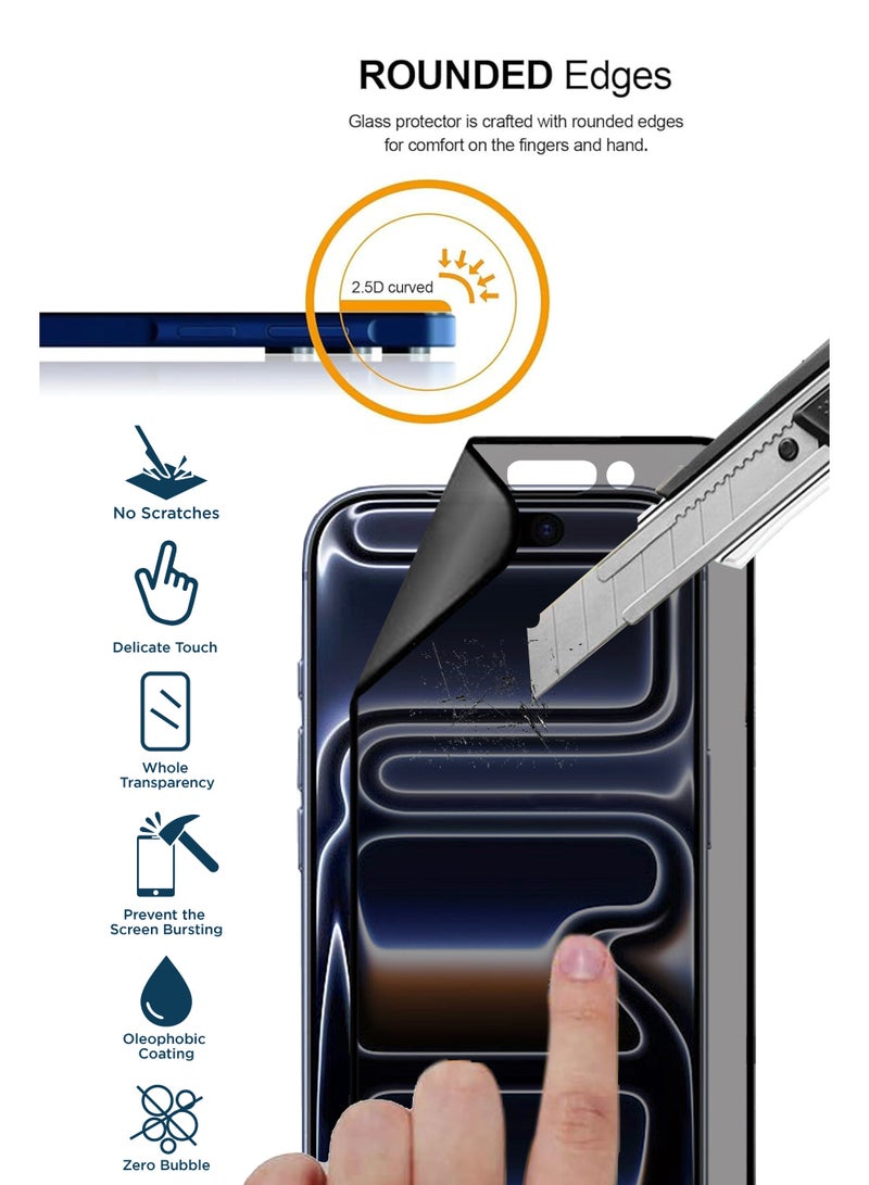 BYTER For Apple iPhone 17 Pro - Privacy Matte Ceramic Glass Screen Protector - Black - Image 2