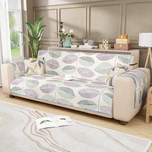 Lukzer Polyester Blend 2 Seater Quilted Sofa Cover Mat Reversible Ocean Breeze(350 GSM),Full Coverage with Arms & Back Belt for Stability,Universal Washable Furniture Protector(110-120CM/SC-183-02/A) - Image 3