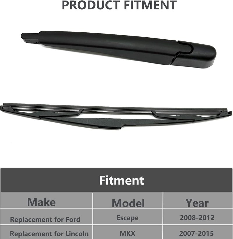 DAZOM Replacement for Ford Edge 2007-2014 / Lincoln MKX 2007-2015 Rear Windshield Wiper Arm Wiper Blade, Rear Window Wiper Arm Blade Set, Replacement OEM: 9T4Z17526A - Image 2