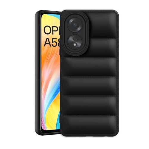 Plus Puffer Case Camera Protection Soft Back Cover for Oppo A58 - Black - Image 1