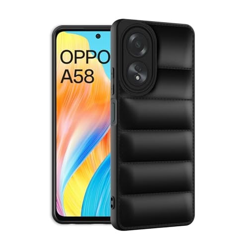 Plus Puffer Case Camera Protection Soft Back Cover for Oppo A58 - Black - Image 2