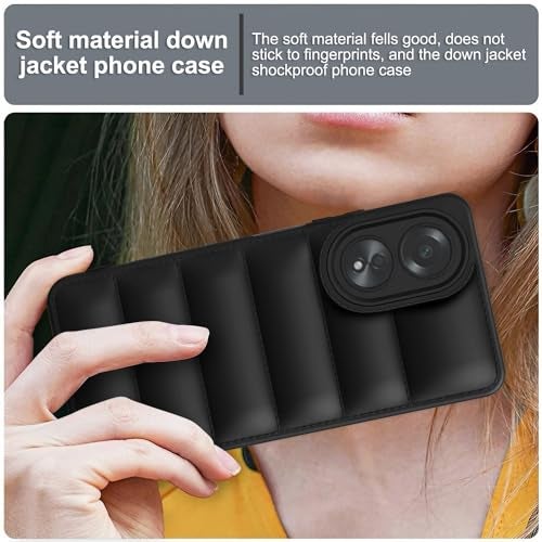 Plus Puffer Case Camera Protection Soft Back Cover for Oppo A58 - Black - Image 5