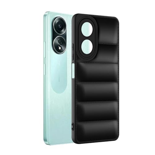 Plus Puffer Case Camera Protection Soft Back Cover for Oppo A58 - Black - Image 3