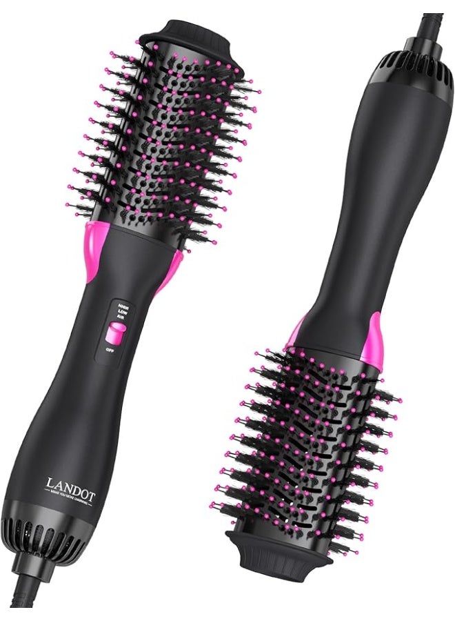 LANDOT Hair Dryer Brush Blow Dryer Brush 2 in 1, Ionic Titanium Hair Dryer & Styler for Frizz-Free Smooth & Voluminous Hair, Salon Blowout at Home for All Hair Types - Image 1