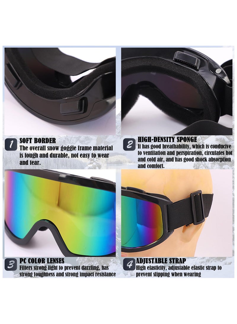 SYOSI 2 Pcs Ski Goggles Over Glasses Snow Goggles for Skiing Anti-fog Anti-glare Ski Goggles, Wind Resistance Goggles, Helmet Compatible, for Kids, Teens, Youth, Boys, Girls, Men and Women - Image 3