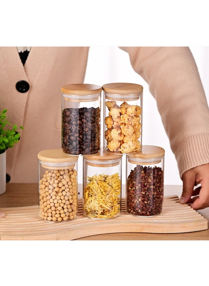 Generic - KUAIJI 16-Pack 300 ML(10.56 oz)Glass Jars With Wooden Lids, Spice  Glass Airtight Canisters Sets, Glass Food Storage Container, Pantry Organization and Storage Jars,Suitable For Tea, Candy, Spices - Image 1