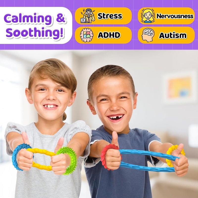 SMALL FISH Sensory Fidget Toys for Kids Adults - 4 Pack Stretchy Fidget Toys Bracelet | Texture & Calming Autism Sensory Toys for Special Needs Autistic Children Classroom Fidgets| Easter Basket Stuffers - Image 5
