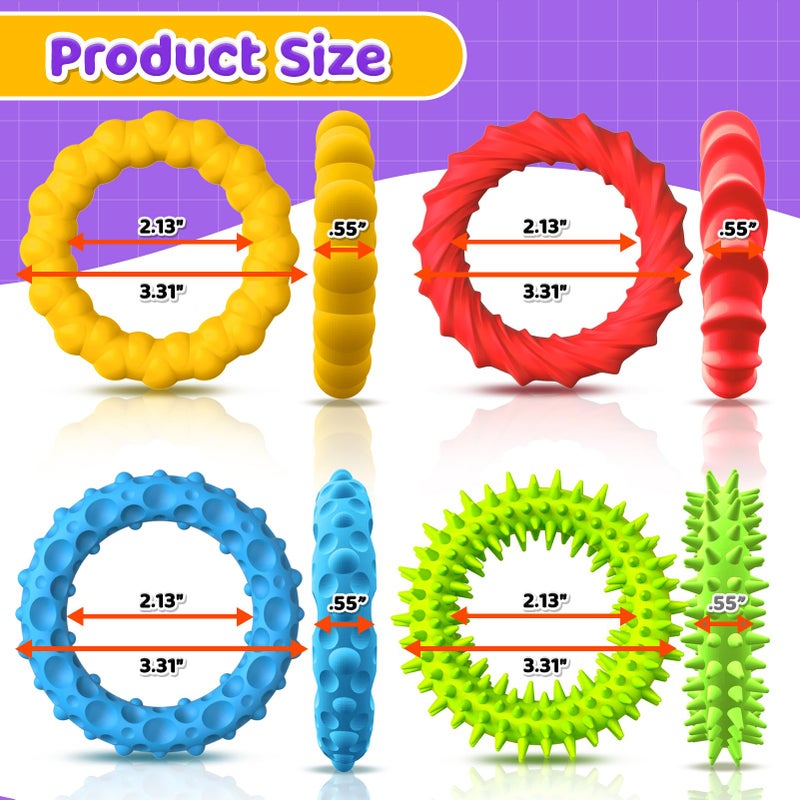 SMALL FISH Sensory Fidget Toys for Kids Adults - 4 Pack Stretchy Fidget Toys Bracelet | Texture & Calming Autism Sensory Toys for Special Needs Autistic Children Classroom Fidgets| Easter Basket Stuffers - Image 3