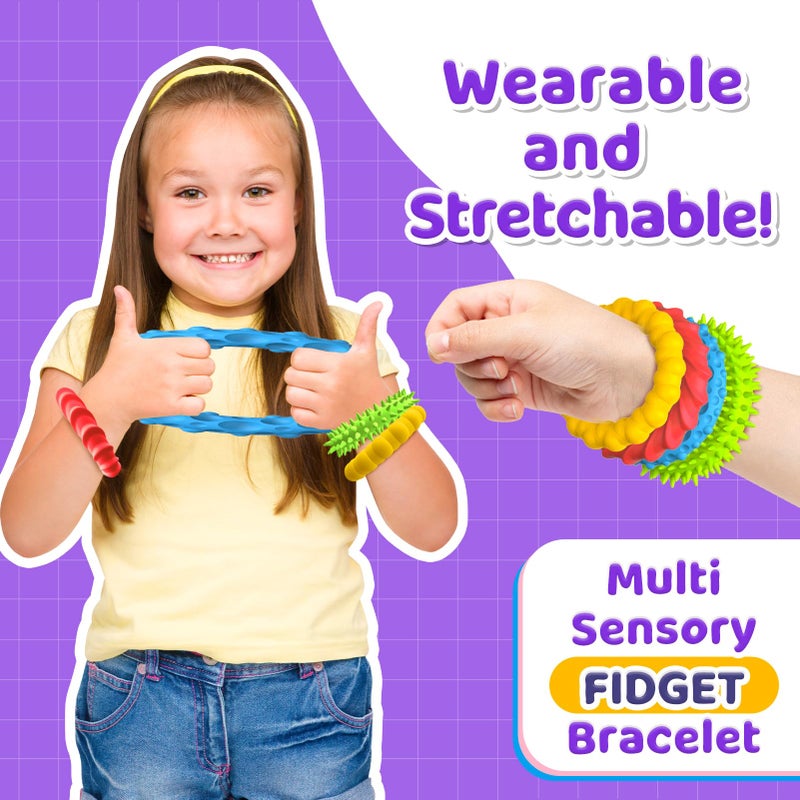 SMALL FISH Sensory Fidget Toys for Kids Adults - 4 Pack Stretchy Fidget Toys Bracelet | Texture & Calming Autism Sensory Toys for Special Needs Autistic Children Classroom Fidgets| Easter Basket Stuffers - Image 2