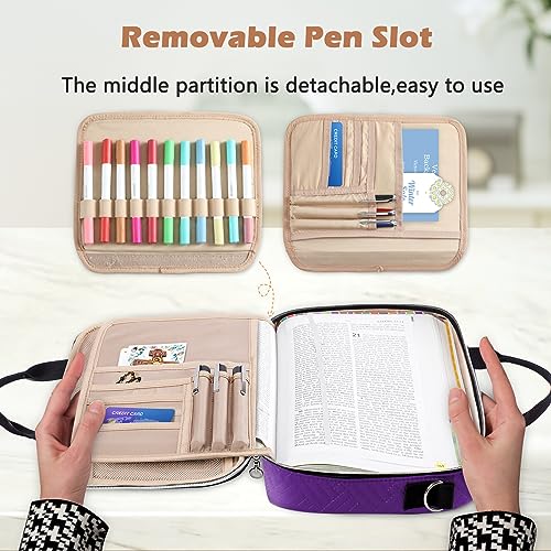 Aplufine Bible Case for Women-Bible Covers-Bible Carrying Case-Book Bags and Totes for Women with Detachable Shoulder Strap, Bible Gift - Image 3