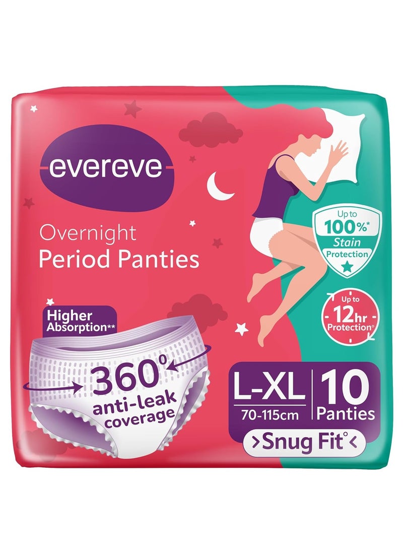 Evereve Period Panties Large - Extra Large (70-115cm) 10 Pieces | 360° Leak Proof | Sanitary Napkin, Maternity Pad, Postpartum Pad, Disposable Panty  | High Absorbency Upto 12 Hours Protection for Heavy Flow | Snug Fit - Image 1