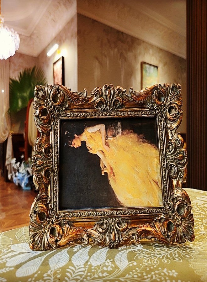 CISOO 4x6 Vintage Picture Frame Antique Ornate Bronze Gold Photo Frame, for Table Top and Wall Display, Decorative Floral Design Retro Home Decor, Photo Gallery Art - Image 3