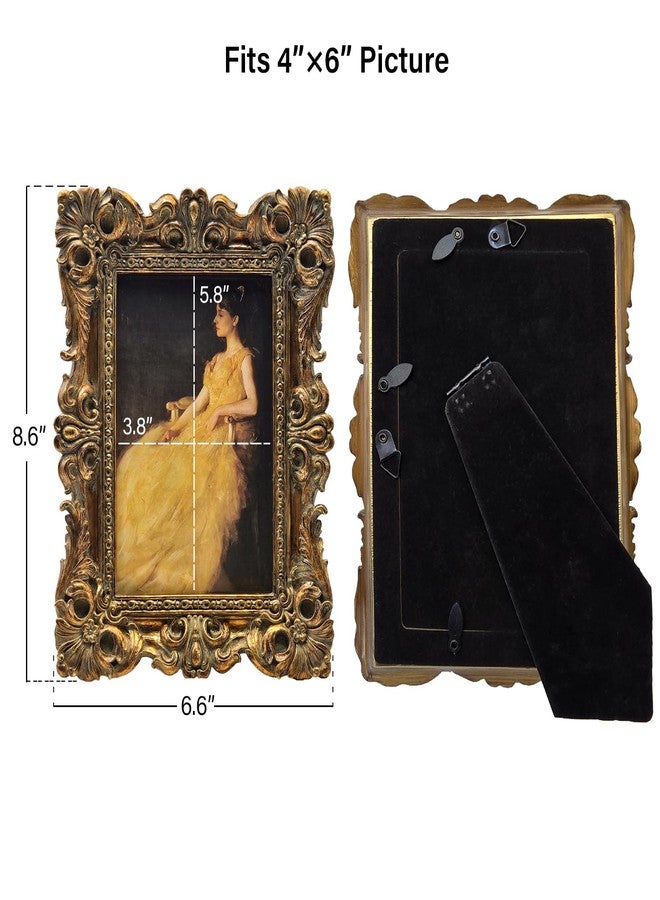 CISOO 4x6 Vintage Picture Frame Antique Ornate Bronze Gold Photo Frame, for Table Top and Wall Display, Decorative Floral Design Retro Home Decor, Photo Gallery Art - Image 5