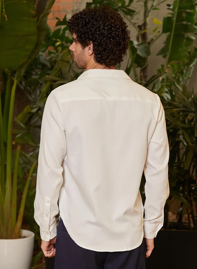 كامبوس سوترا Men's Daisy White Houndstooth-Tactile Shirt