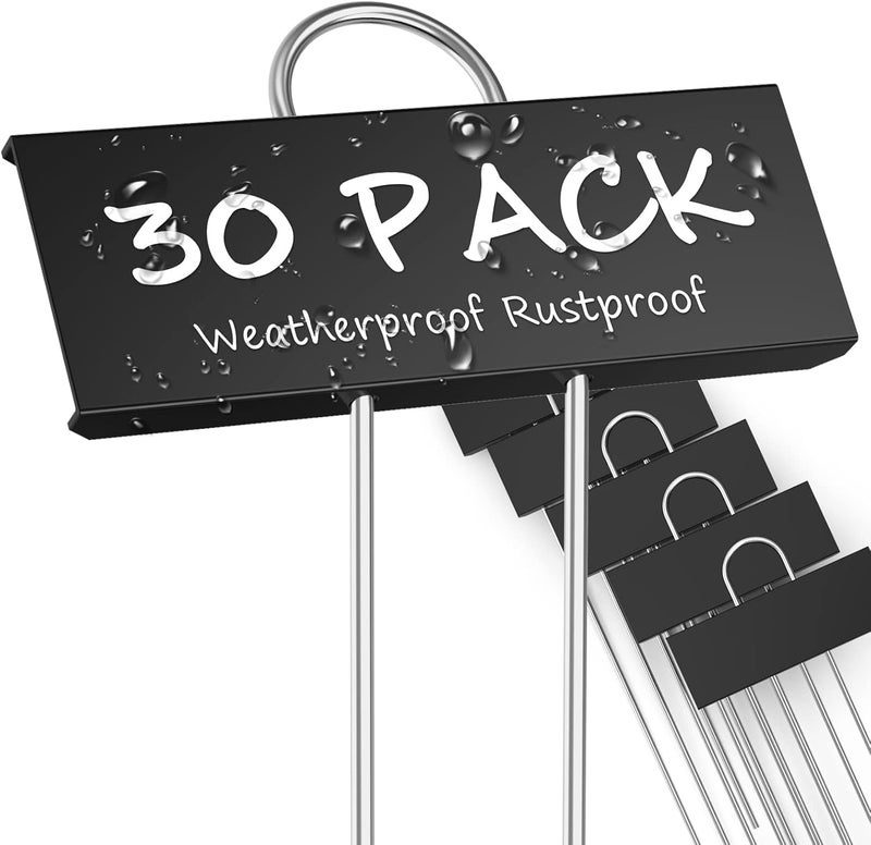 startostar 30-Pack Metal Plant Labels Weatherproof Garden Markers,Height 10.6'', Label Area 3.5''X 1.2'' Reusable Nursery Tags for Vegetables Herb Flower Seed Greenhouse - Black - Image 1