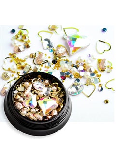 Excefore 3D Nail Charms, Gold Nail Studs Nail Art Rhinestone Nail Jewels Gem Pearls Nail Decoration Kit With 1Pcs Tweezers, Picker Pencil 6 Boxes for Nail Art Designs Supplies DIY Crafting  - Image 3