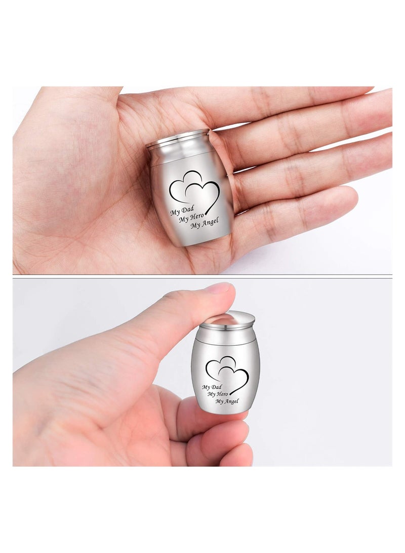 KASTWAVE Small Urns for Ashes, 1PCS Ashes Urn, Ashes Keepsake, Atainless Steel Metal Funeral Urn, Mini Cremation Urn for Pet or Human Ash, Decorative Urns - My Dad My Hero My Angel  - Image 3