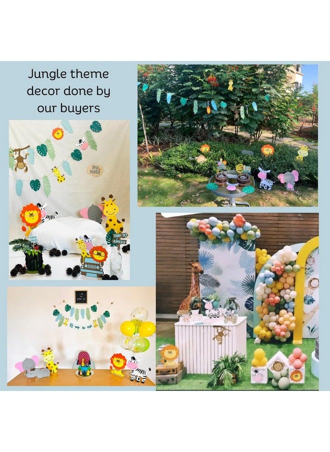 Pinfliers Pinfliers Jungle/Animal/Safari Theme Birthday Decoration,Paper Jungle Theme Cake Topper for Cake Decoration - 2 Pcs Set, Happy Birthday Cake Topper,1st Birthday Decorations for Boys/Girls, Multicolor  - Image 3