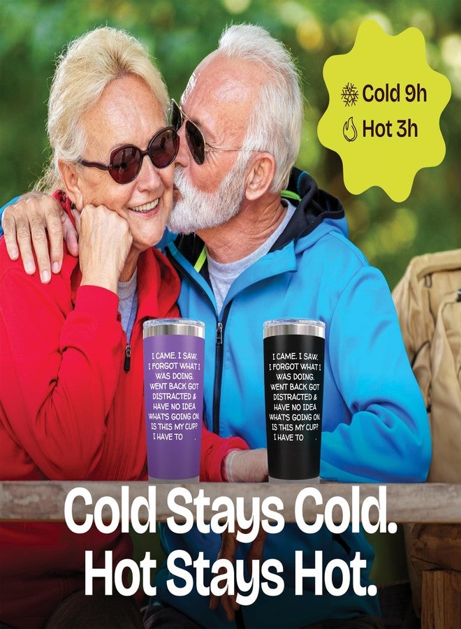 KLUBI Birthday Gifts for Women Men - I Came I Saw I Forgot Tumbler 20oz Black Gag Gifts Funny Adult Grandpa Gifts for Him Drinking Cups for Elderly Senior Citizen Tumbler I Came I Saw I Forgot Coffee Mug - Image 2