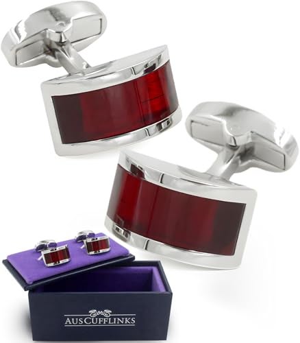 AUSCUFFLINKS Ruby Stone Red Cufflinks | Wedding Anniversary | Cuff Links Gift for Men | 40th Ruby Anniversary Husband Present - Image 2