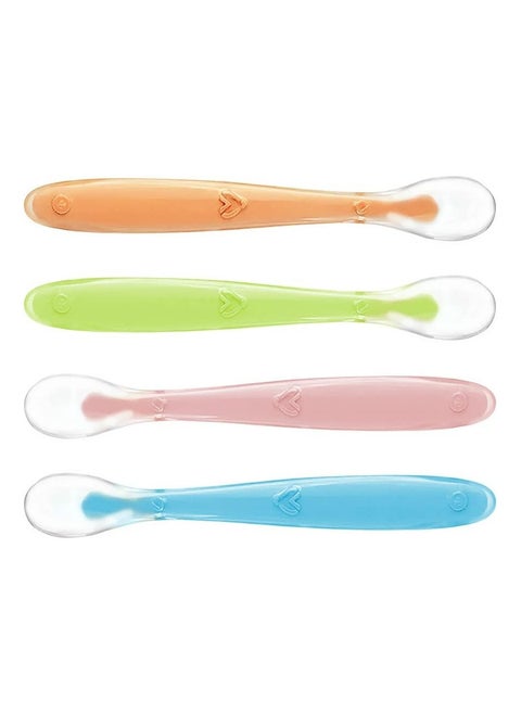 4PCS Silicone Baby Feeding Spoons, BPA-Free Flexible Long Spoons for 4+ Months