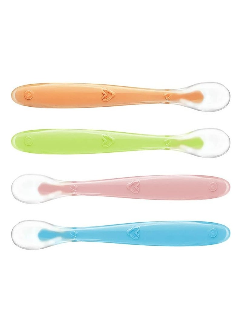 Oasisgalore 4PCS Silicone Baby Feeding Spoons, BPA-Free Flexible Long Spoons for 4+ Months  - Image 1