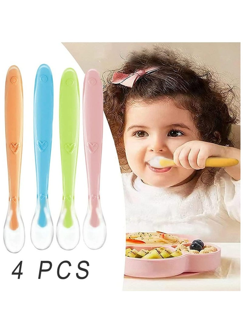 Oasisgalore 4PCS Silicone Baby Feeding Spoons, BPA-Free Flexible Long Spoons for 4+ Months  - Image 5