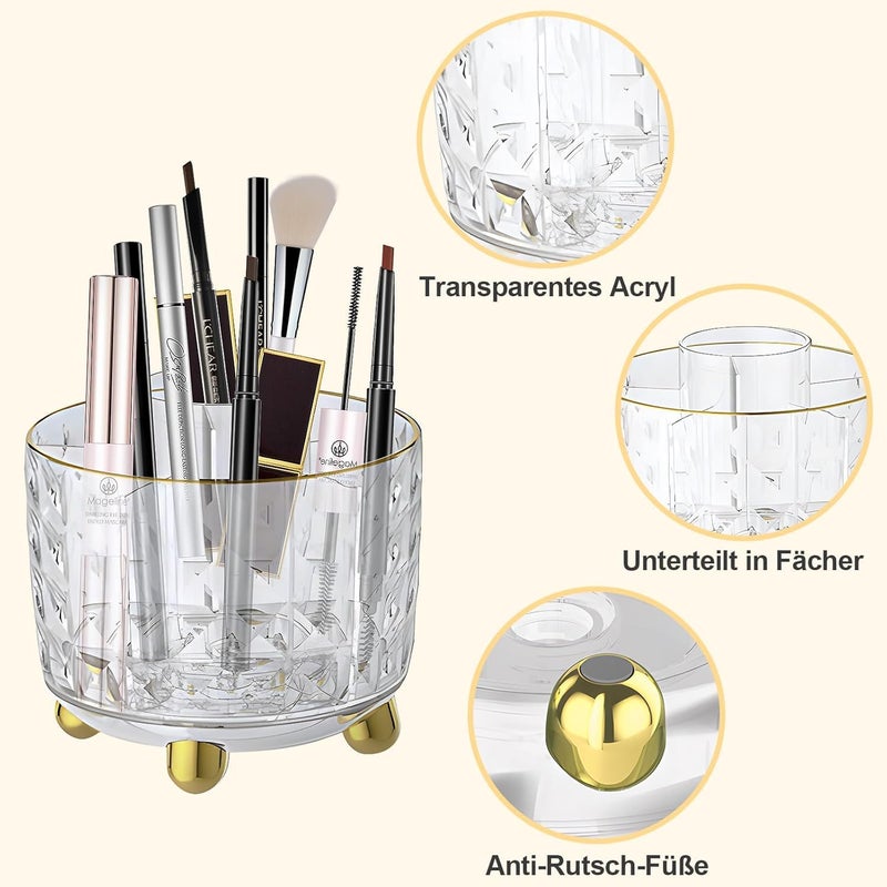 Snivy Snivy Makeup Brush Organizer Holder, 360° Rotating Dustproof Makeup Brushes Organizer, Clear Organizers Case Brush Storage Box for Jewelry, Makeup Brushes, Lipsticks, Pens  - Image 2