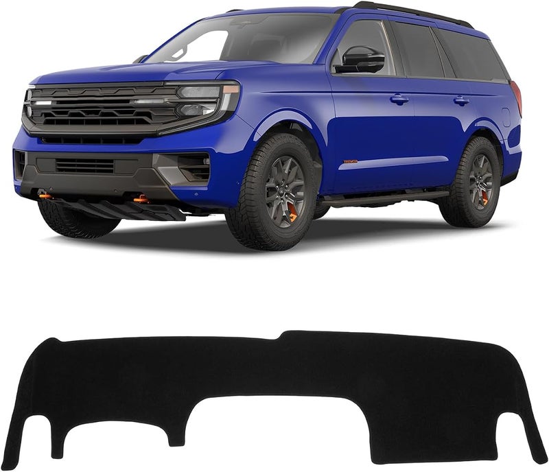 KUST Black Dash Cover Compatible with Ford Expedition 2025 2026 Dashboard Cover Accessories for Expedition Non-Slip Polyester Dashboard Mat Custom Fit Center Console Sunshield Protector No Glare - Image 1