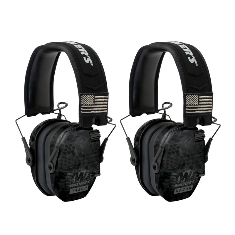Walker's Walkers Razor Patriot Series HiGain Omnidirectional Microphone Adjustable Range Shooting Hunting Hearing Protection Electronic Earmuffs Kryptek Camo 2Pack - Image 2