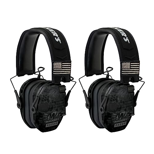 Walker's Walkers Razor Patriot Series HiGain Omnidirectional Microphone Adjustable Range Shooting Hunting Hearing Protection Electronic Earmuffs Kryptek Camo 2Pack - Image 1