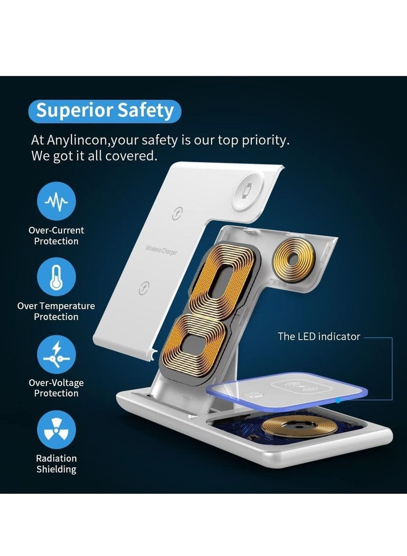 Excefore Wireless Charger 3 in 1 Station Charging Stand Foldable for iPhone/iWatch, iPhone 14, 13, 12, 11 (Pro, Pro Max)/XS/XR/XS/X/8(Plus), iWatch 7/6/SE/5/4/3/2, 3/2/pro  - Image 2