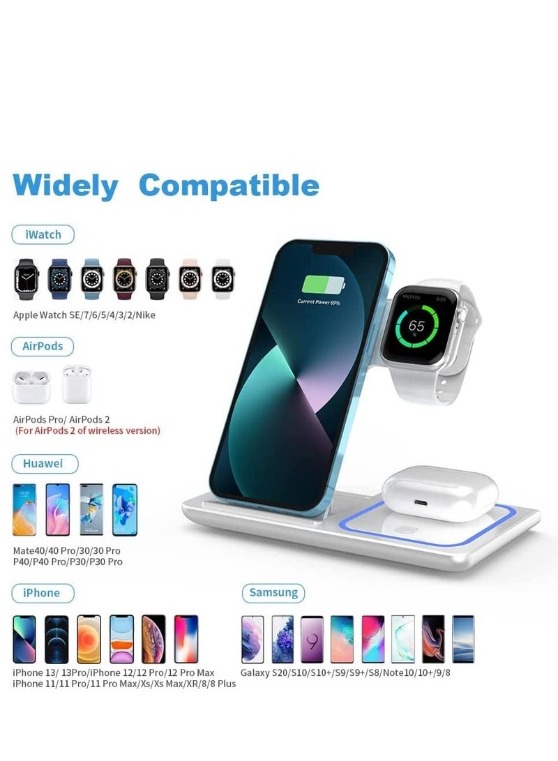 Excefore Wireless Charger 3 in 1 Station Charging Stand Foldable for iPhone/iWatch, iPhone 14, 13, 12, 11 (Pro, Pro Max)/XS/XR/XS/X/8(Plus), iWatch 7/6/SE/5/4/3/2, 3/2/pro  - Image 3